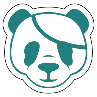 Pirate Panda Sticker (Turquoise)